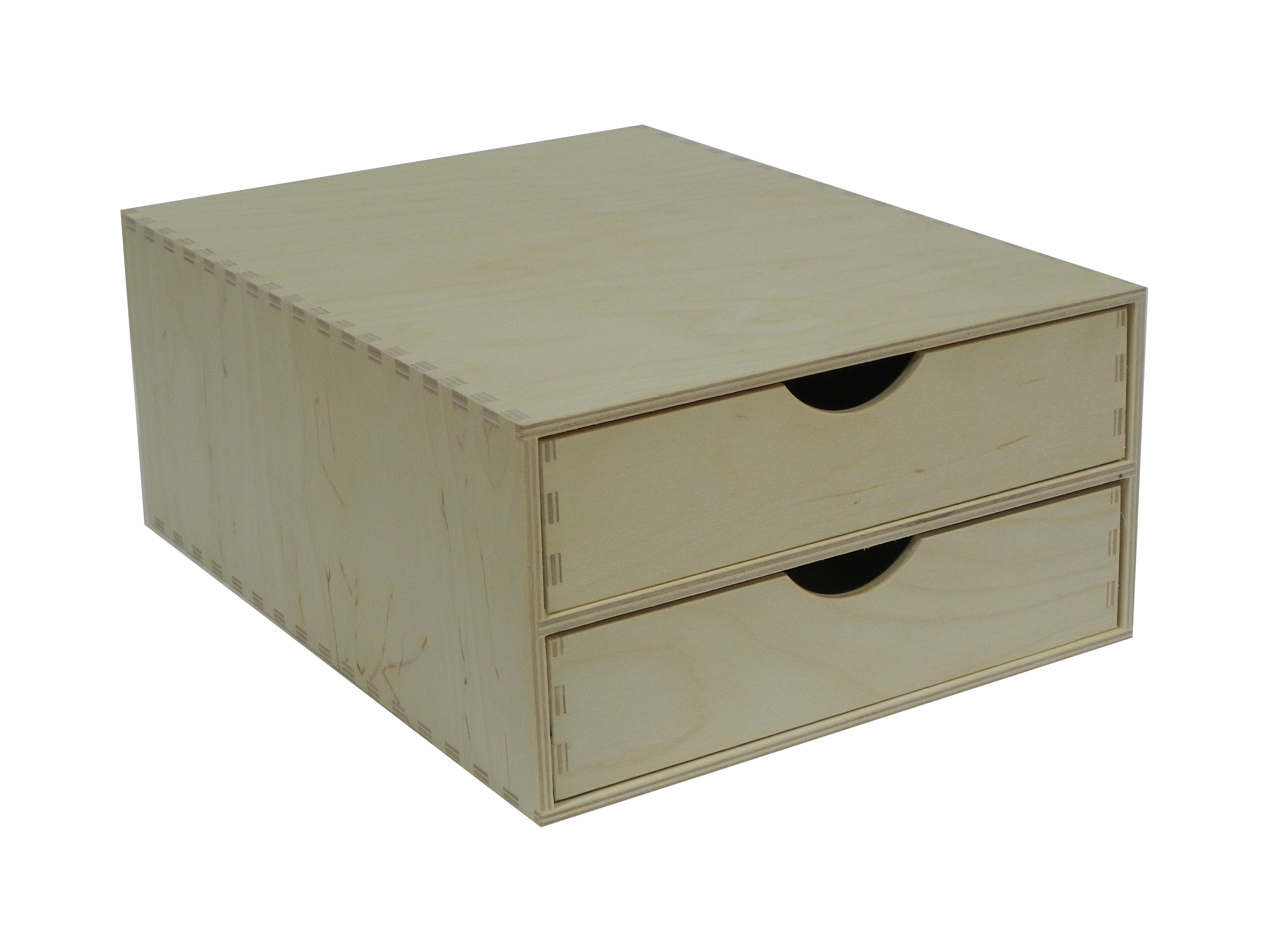 A4 Double Wooden Drawer Box Desktop Office Desk Storage