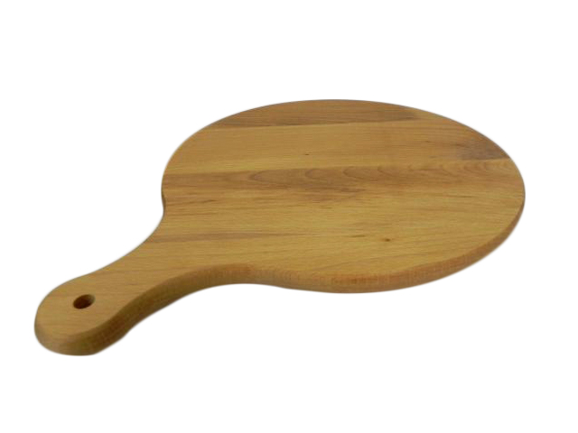 round wooden chopping board with handle