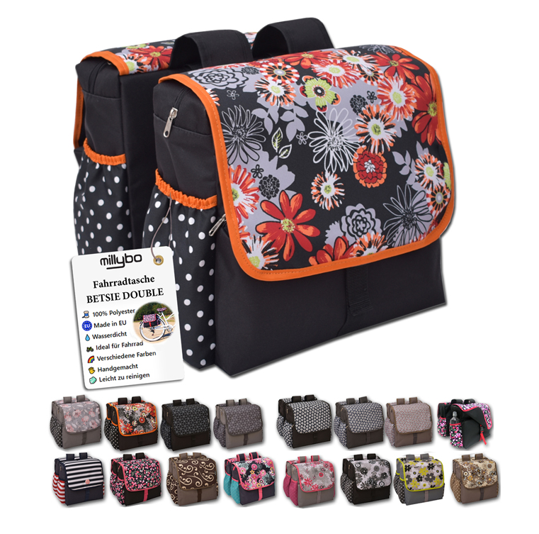 millybo BETSIE double Fahrradtasche Doppelpacktasche Gepcktrgertasche  Doppelte | eBay