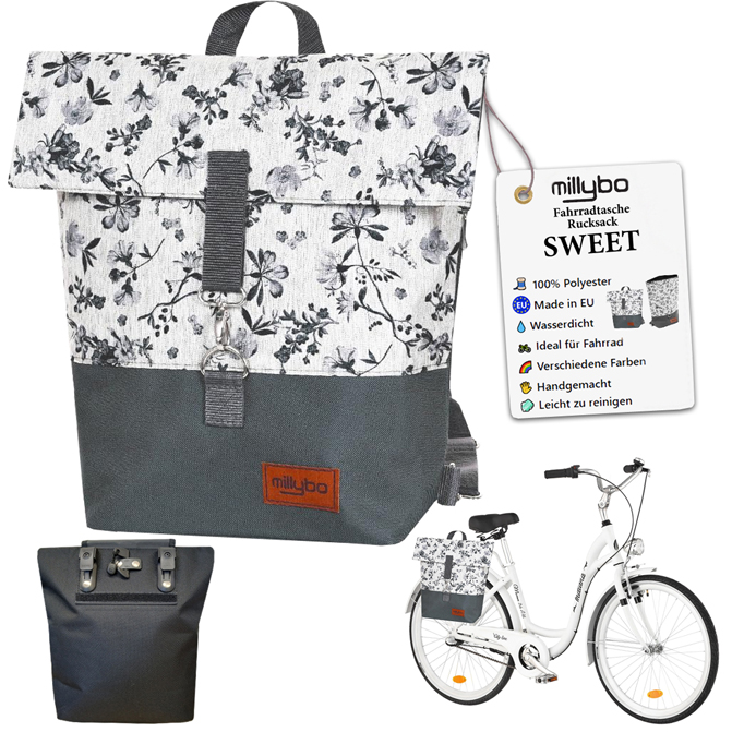 millybo SWEET Fahrradtasche Gepcktrgertasche Rucksack Backpack  Blumenmuster | eBay
